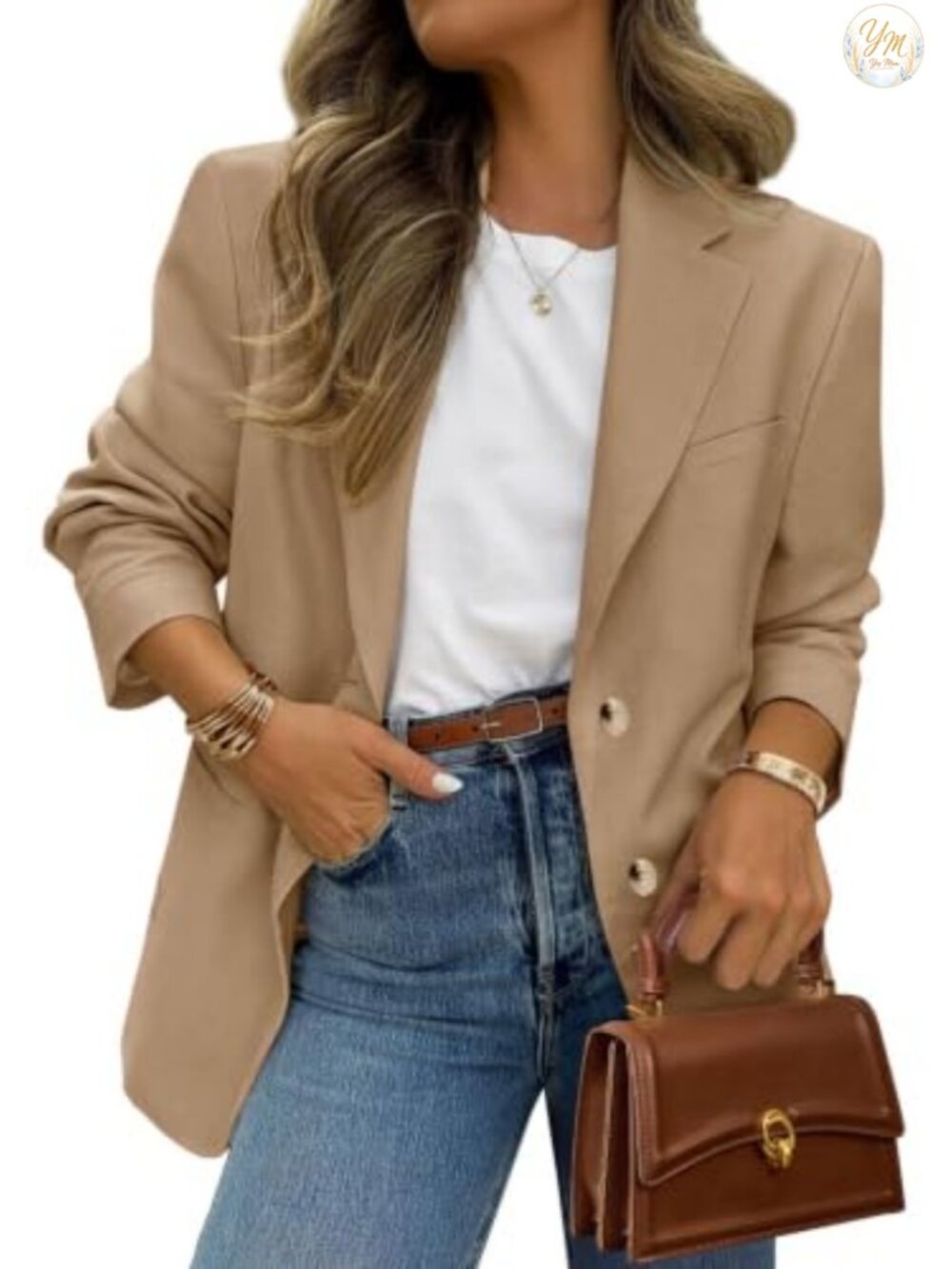Women's Business Casual Blazer Notch Lapel Open Front Long Sleeve with Pockets